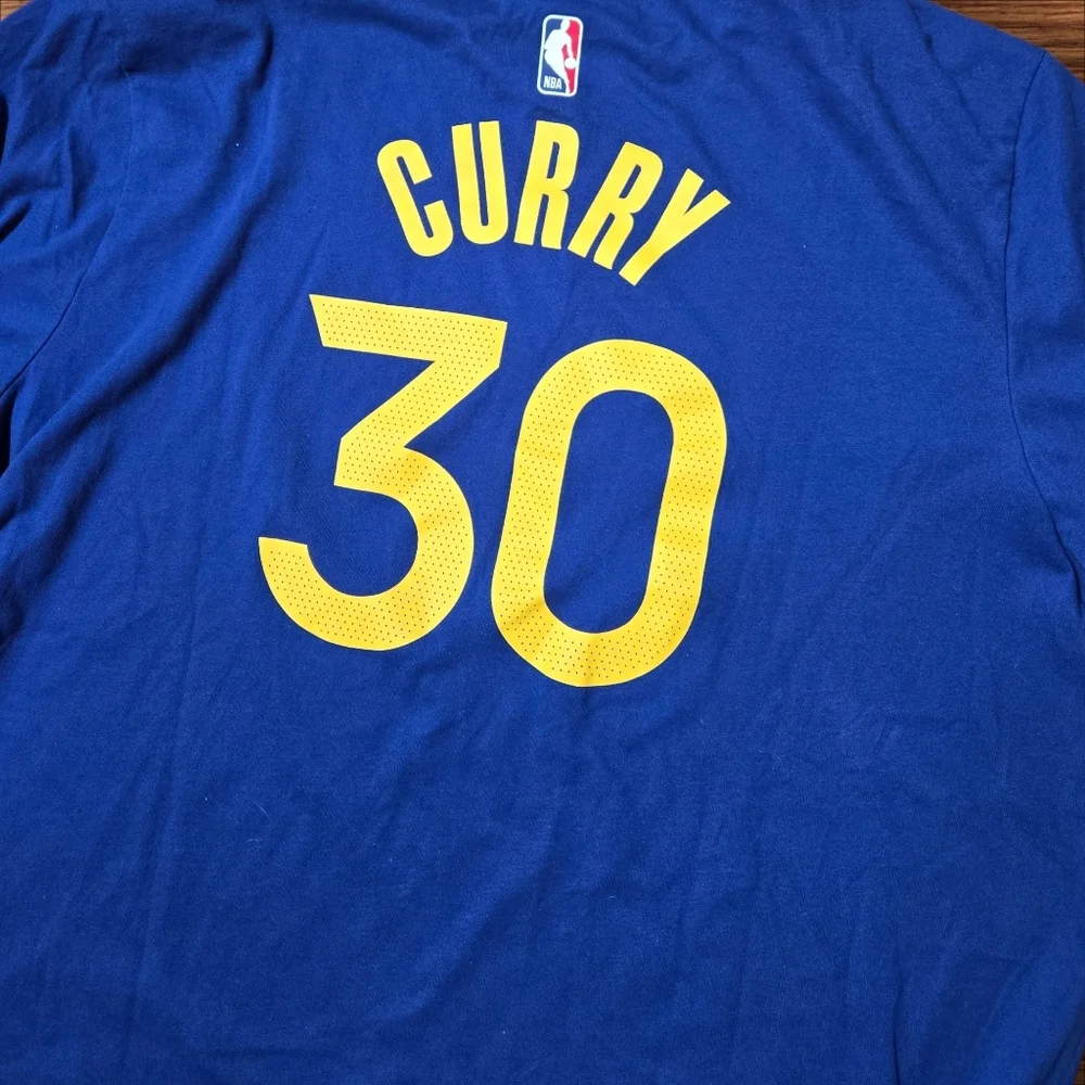 Nike Golden State Warriors NBA Basketball Blue Steph Curry 30 Dri-FIT Tee Shirt